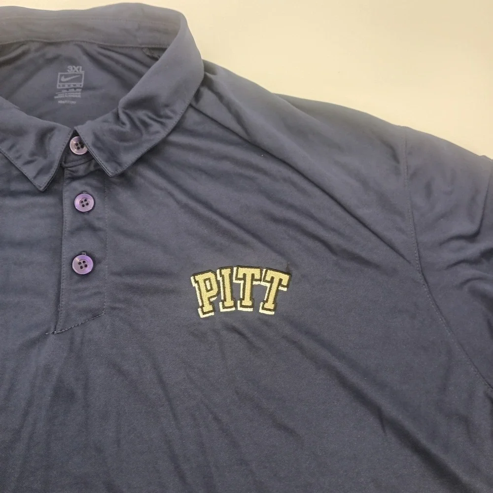 Nike Pitt Panthers Mens 3XL Navy Blue Fit Dry Short Sleeve Polo Shirt SP09HBS